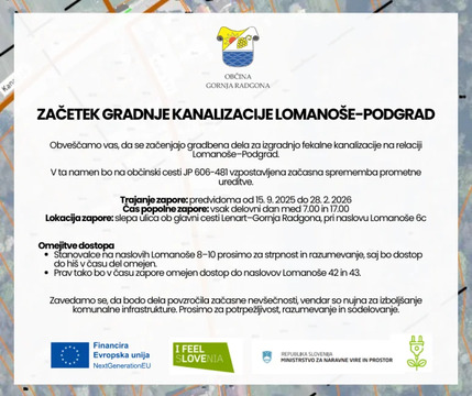 Začetek gradnje kanalizacije Lomanoše-Podgrad 1